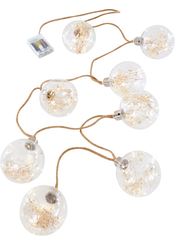 Bild 1 von LED-Lichterkette mit 8 Kugeln mit Trockenblumen