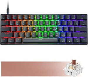 Dierya DK61se 60% Mechanische Gaming Tastatur Typ C verkabelt 61 Tasten ABS Tastenkappe mit RGB-Hintergrundbeleuchtung,Anti-Ghosting-Tasten für Computer/PC/Lapto/MAC