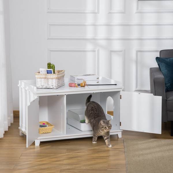 Bild 2 von PawHut Katzenschrank für Katzentoilette Katzenklo Katzenhaus Katzenkommode Katzenhöhle mit Trennwand