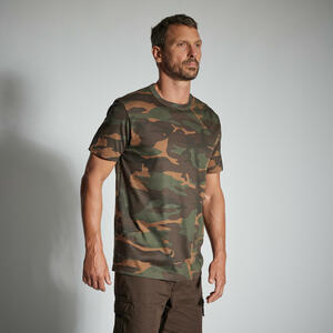T-Shirt 100 Woodland strapazierfähig Camouflage grün