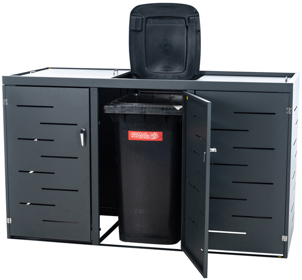 Bild 2 von HC Garten & Freizeit 3er Mülltonnenverkleidung Mülltonnenbox, Anthrazit