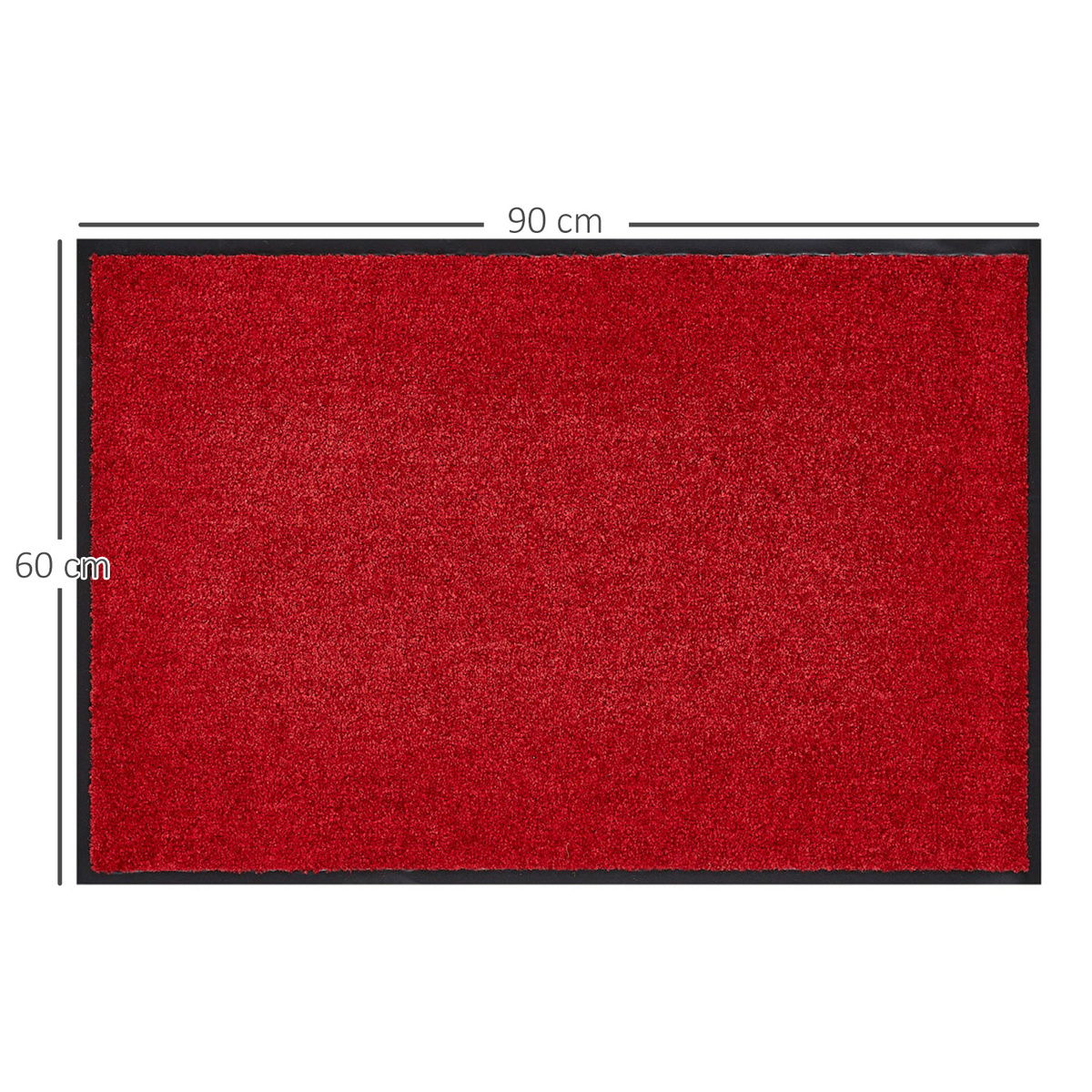 Bild 3 von HOMCOM Fußmatte waschbar Gummiumrandung rutschfest Rot 90 x 60 x 0,7 cm