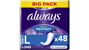 Always DAILY Slipeinlagen always Slipeinlage Daily Protect Long ohne Duft BigPack 48