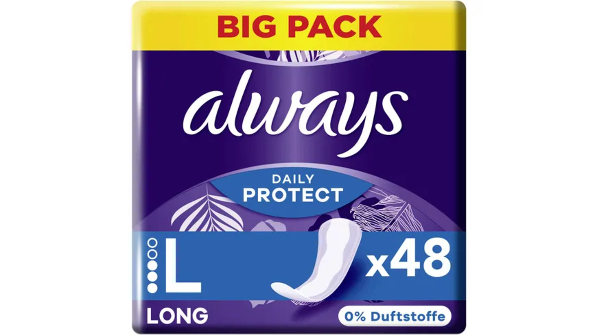 Bild 1 von Always DAILY Slipeinlagen always Slipeinlage Daily Protect Long ohne Duft BigPack 48
