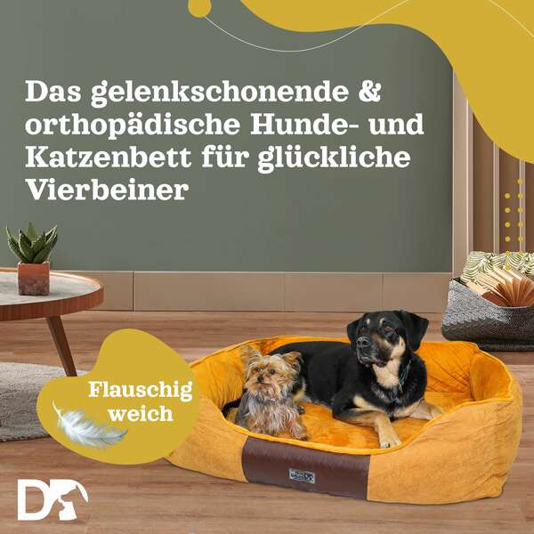Bild 4 von DEAR DARLING DD-04BRL Luxus Hundebett Katzenbett braun Gr. L 75x60cm mit Memoryschaum Matratze