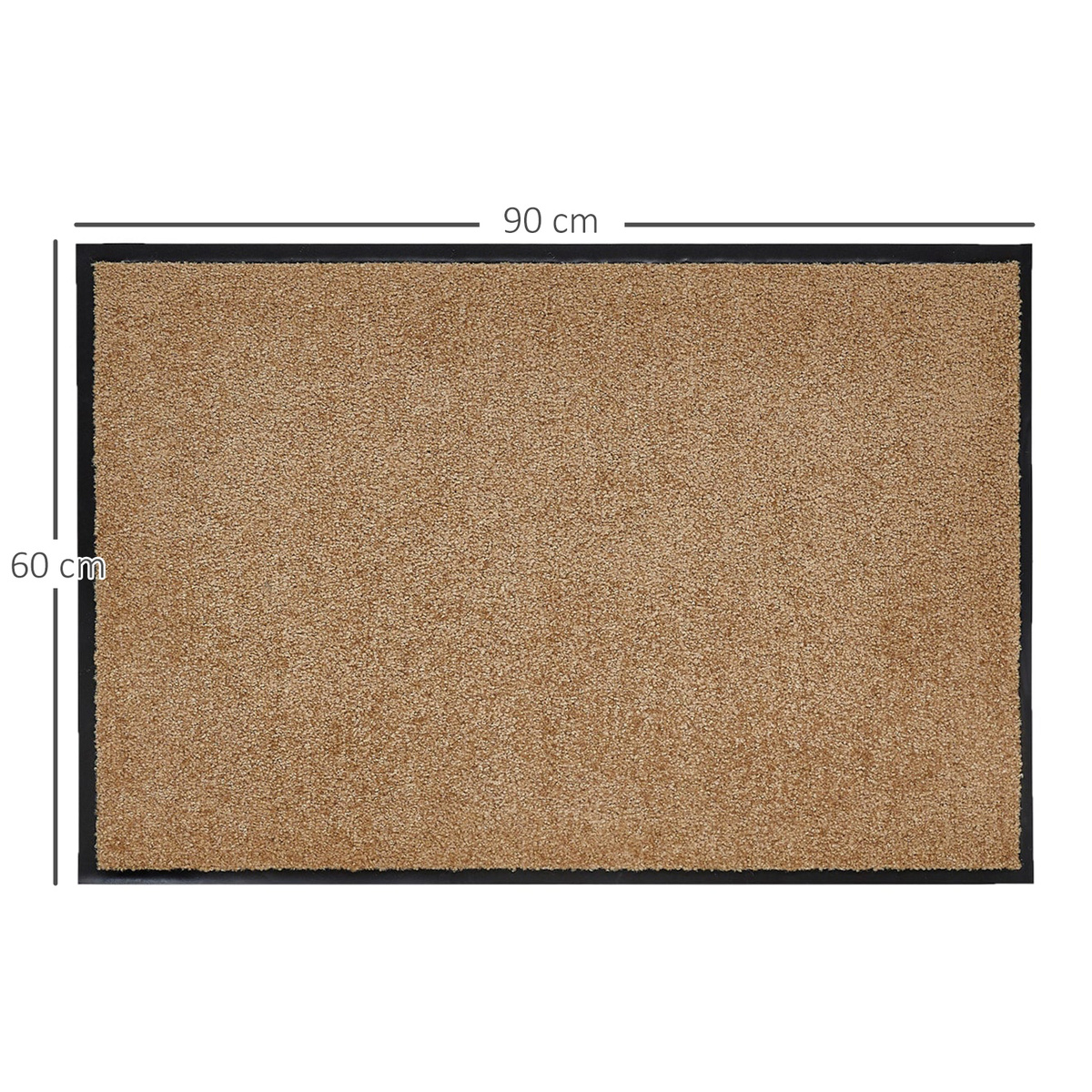 Bild 3 von HOMCOM Fußmatte waschbar Gummiumrandung rutschfest Beige 90 x 60 x 0,7 cm