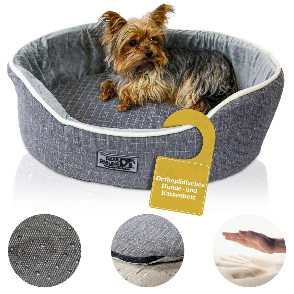 Bild 1 von DEAR DARLING DD-05GRXL Luxus Hundebett Katzenbett Anthrazit Gr.XL 90x70cm Korb Memoryschaum Matratze