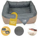 Bild 1 von DEAR DARLING DD-06 Luxus Hundebett Braun Anthrazit Gr. L 80x80cm Memoryschaum Matratze