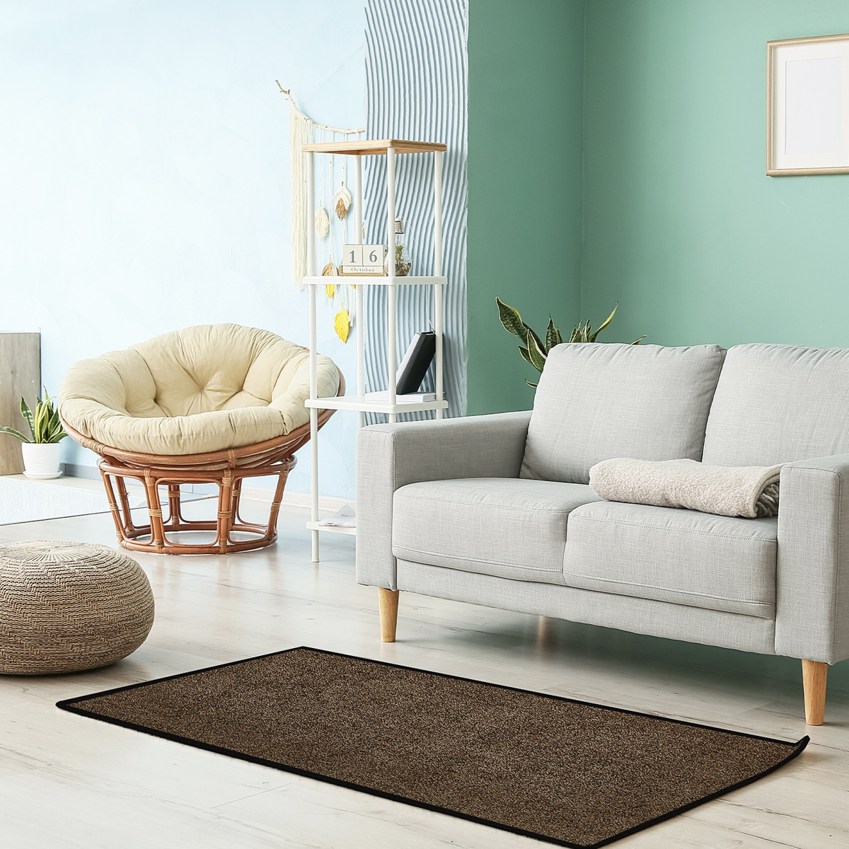 Bild 2 von HOMCOM Fußmatte waschbar Gummiumrandung rutschfest Braun 120 x 90 x 0,7 cm