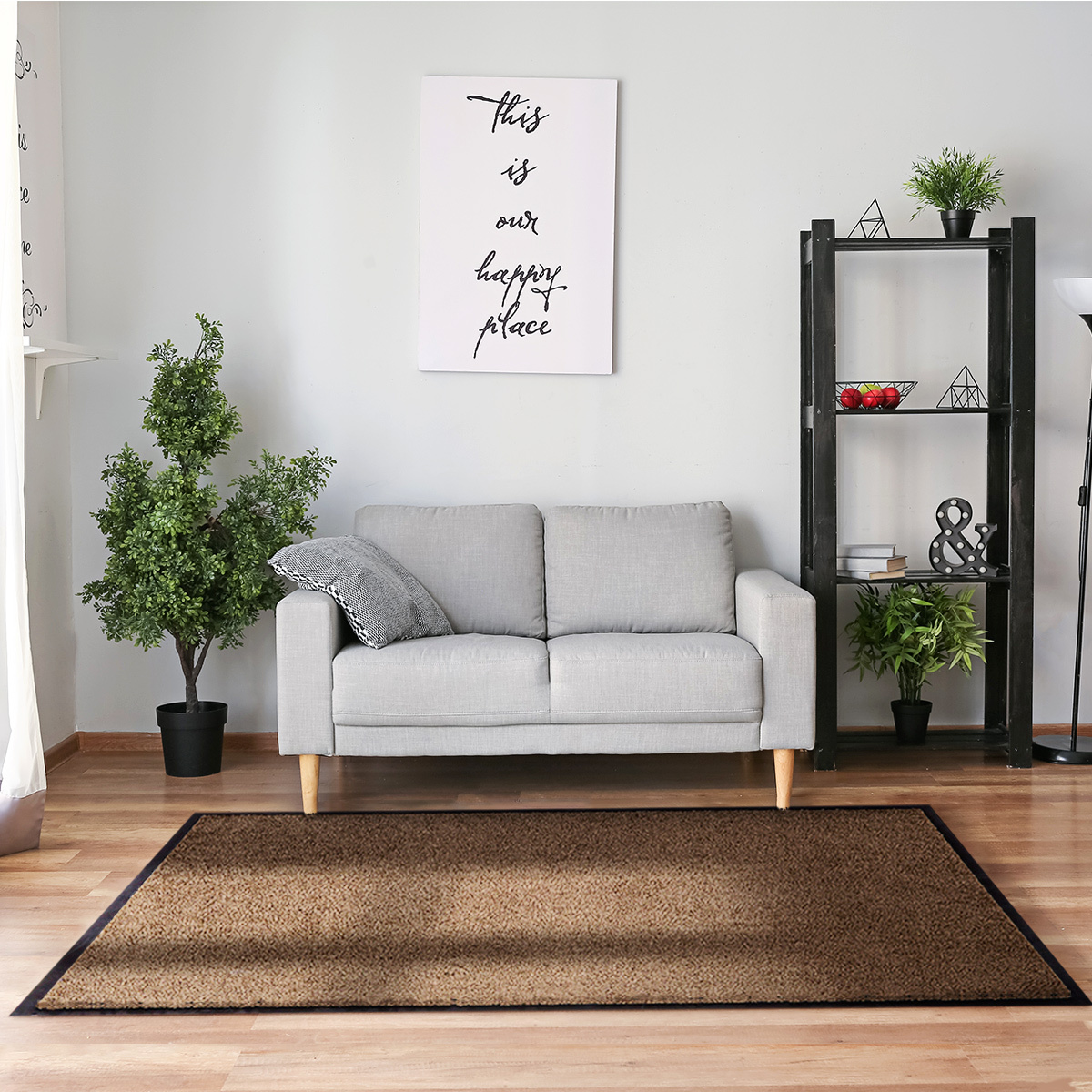 Bild 2 von HOMCOM Fußmatte waschbar Gummiumrandung Teak 180 x 120 x 0,5 cm