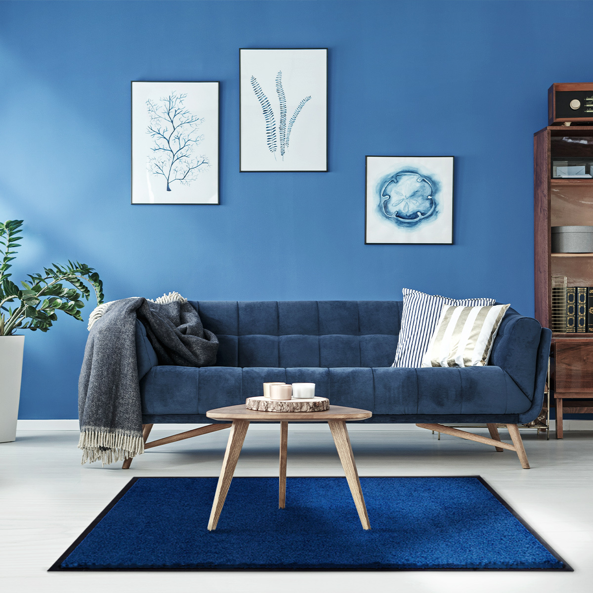 Bild 2 von HOMCOM Fußmatte waschbar Gummiumrandung Dunkelblau 150 x 90 x 0,5 cm