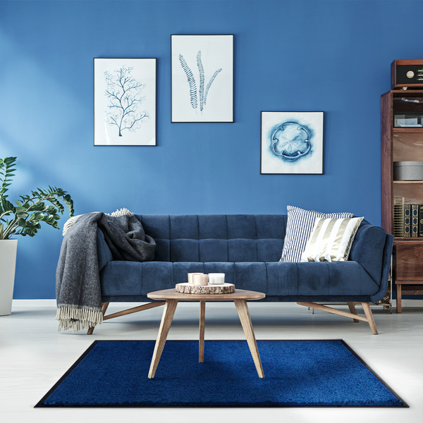 Bild 2 von HOMCOM Fußmatte waschbar Gummiumrandung Dunkelblau 150 x 90 x 0,5 cm