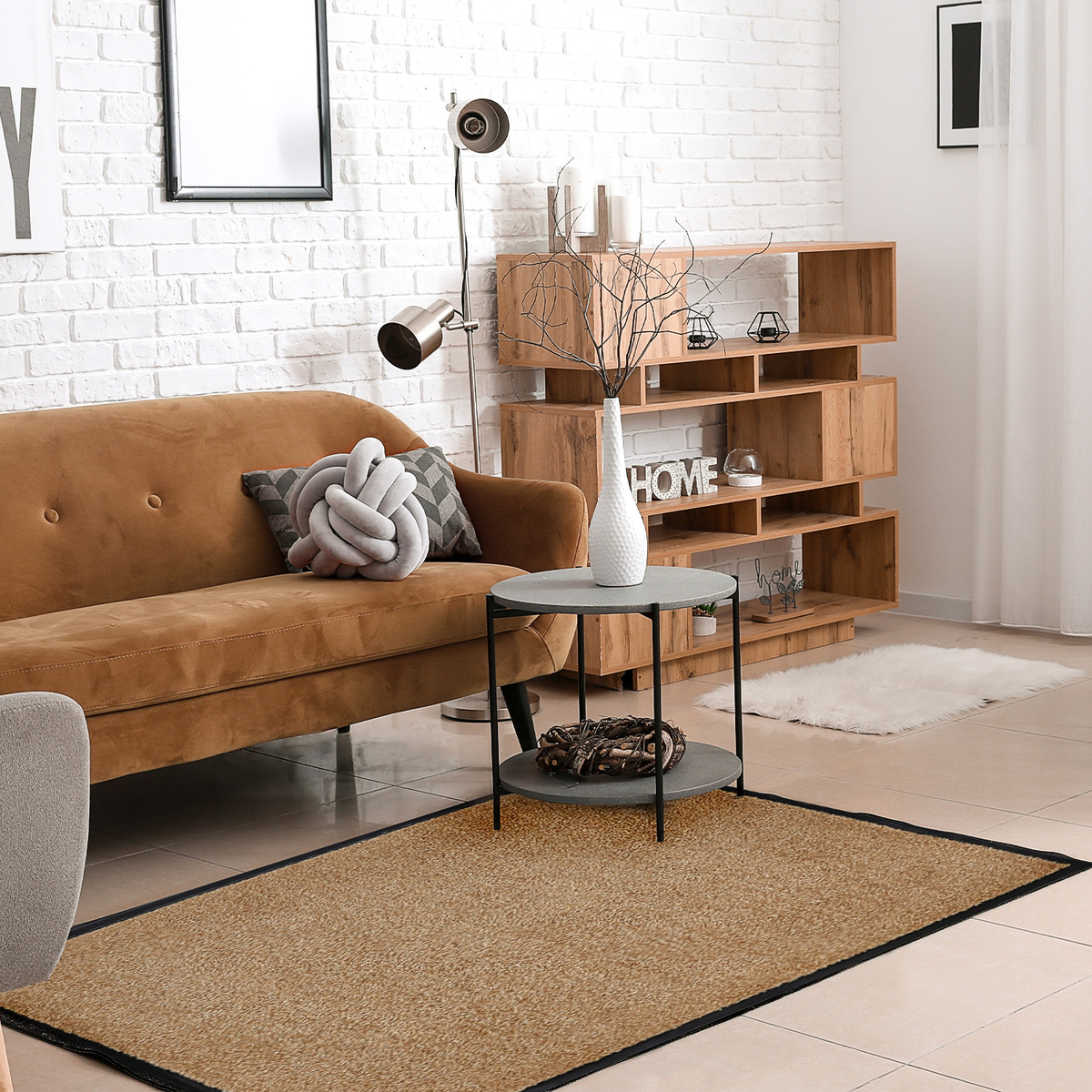 Bild 2 von HOMCOM Fußmatte waschbar Gummiumrandung rutschfest Beige 150 x 90 x 0,7 cm