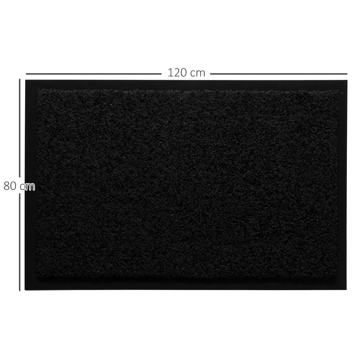 Bild 3 von HOMCOM Fußmatte waschbar Gummiumrandung Schwarz 120 x 80 x 0,5 cm