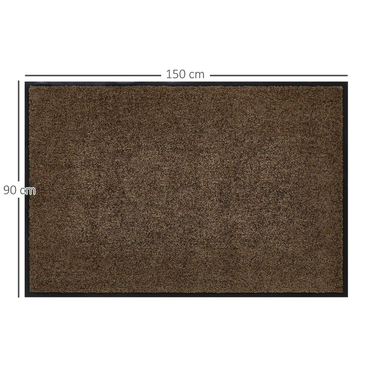 Bild 3 von HOMCOM Fußmatte waschbar Gummiumrandung rutschfest Braun 150 x 90 x 0,7 cm