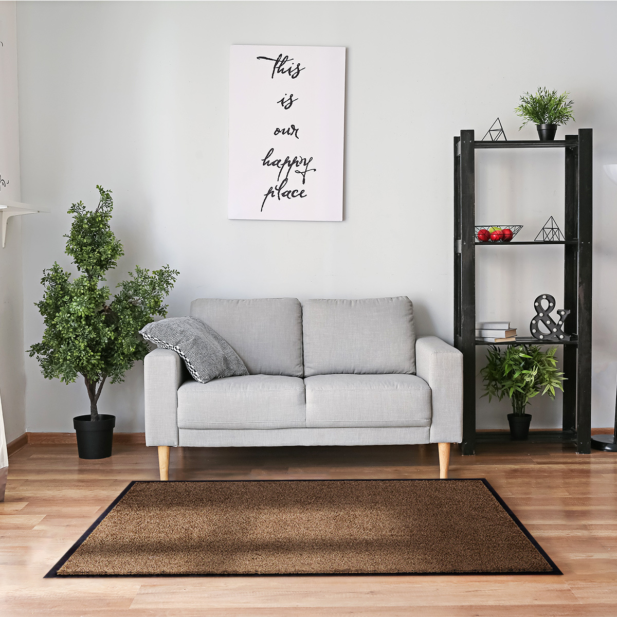 Bild 2 von HOMCOM Fußmatte waschbar Gummiumrandung Teak 150 x 90 x 0,5 cm