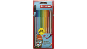 STABILO® Premium-Fasermaler Pen 68 + 2 Metallic-Buntstifte gratis