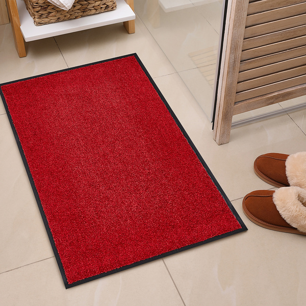 Bild 2 von HOMCOM Fußmatte waschbar Gummiumrandung rutschfest Rot 90 x 60 x 0,7 cm