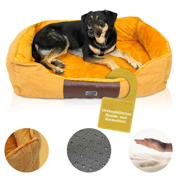 Bild 1 von DEAR DARLING DD-04BRS Luxus Hundebett Katzenbett braun Gr. S 50x40cm mit Memoryschaum Matratze