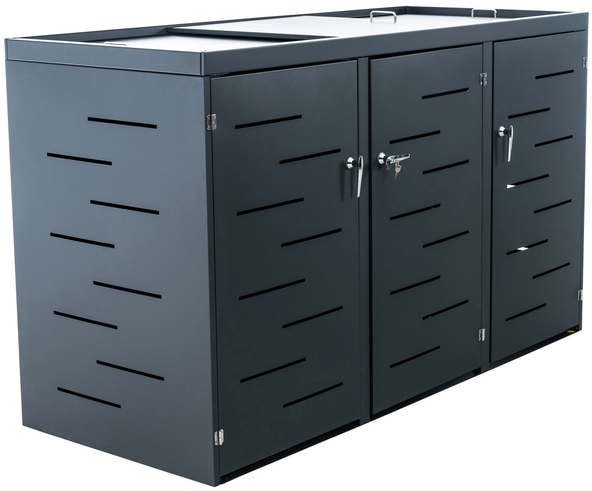 Bild 3 von HC Garten & Freizeit 3er Mülltonnenverkleidung Mülltonnenbox, Anthrazit