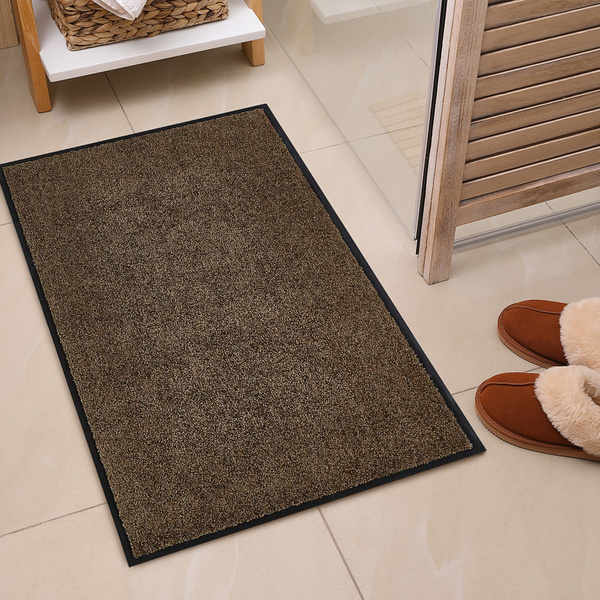 Bild 2 von HOMCOM Fußmatte waschbar Gummiumrandung rutschfest Braun 90 x 60 x 0,7 cm