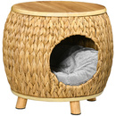 Bild 1 von Pawhut Katzenhöhle aus Rattan 2-in-1 Design Katzenkorb mit Kissen Katzenhütte