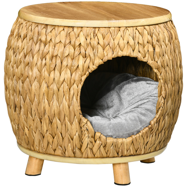 Bild 1 von Pawhut Katzenhöhle aus Rattan 2-in-1 Design Katzenkorb mit Kissen Katzenhütte