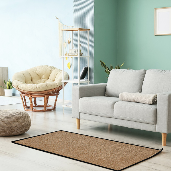 Bild 2 von HOMCOM Fußmatte waschbar Gummiumrandung rutschfest Beige 120 x 90 x 0,7 cm