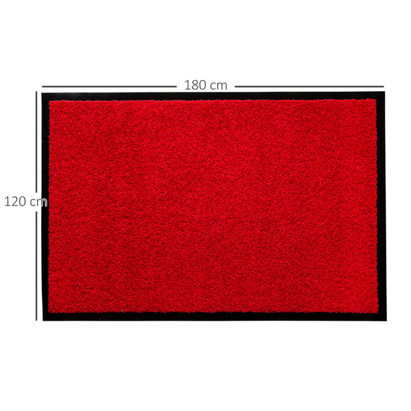 Bild 3 von HOMCOM Fußmatte waschbar Gummiumrandung Rot 180 x 120 x 0,5 cm
