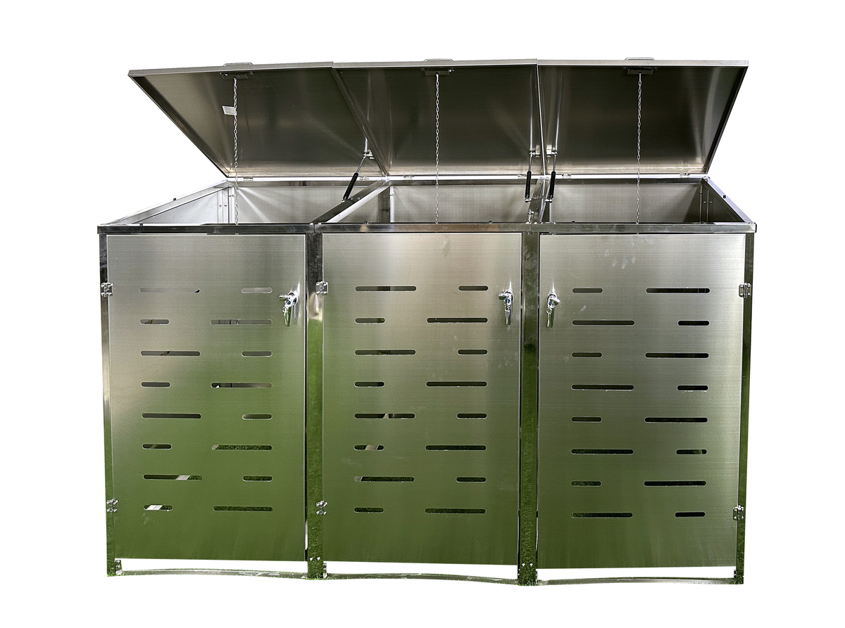 Bild 1 von HC Garten & Freizeit 3er Mülltonnenverkleidung Mülltonnenbox, Edelstahl