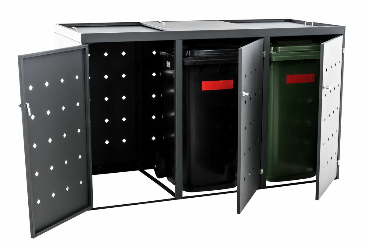 Bild 2 von HC Garten & Freizeit 3er Mülltonnenverkleidung Mülltonnenbox Raute, Anthrazit