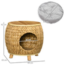 Bild 3 von Pawhut Katzenhöhle aus Rattan 2-in-1 Design Katzenkorb mit Kissen Katzenhütte