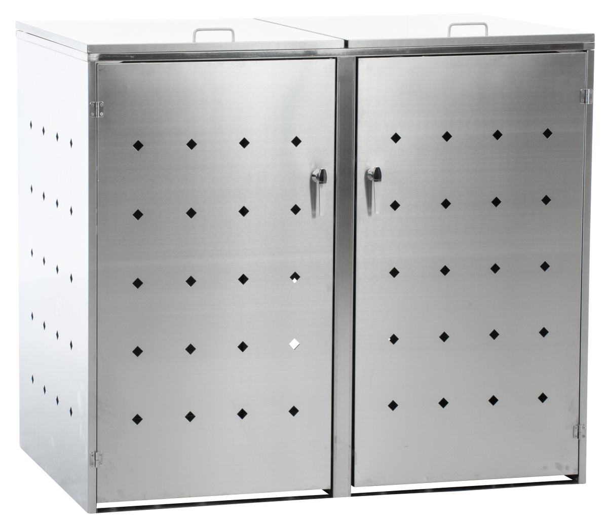 Bild 2 von HC Garten & Freizeit 2er Mülltonnenverkleidung Mülltonnenbox Raute, Edelstahl