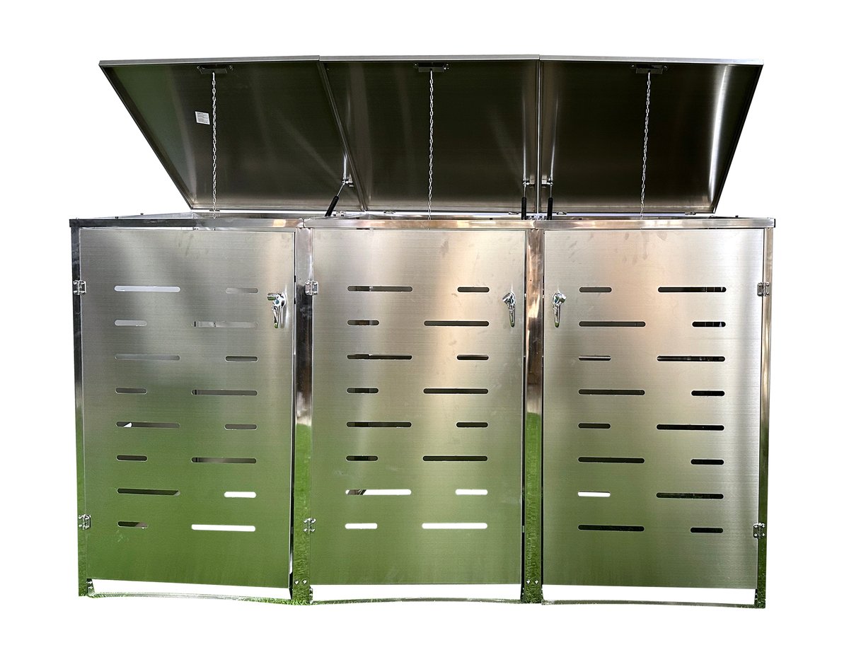 Bild 4 von HC Garten & Freizeit 3er Mülltonnenverkleidung Mülltonnenbox, Edelstahl