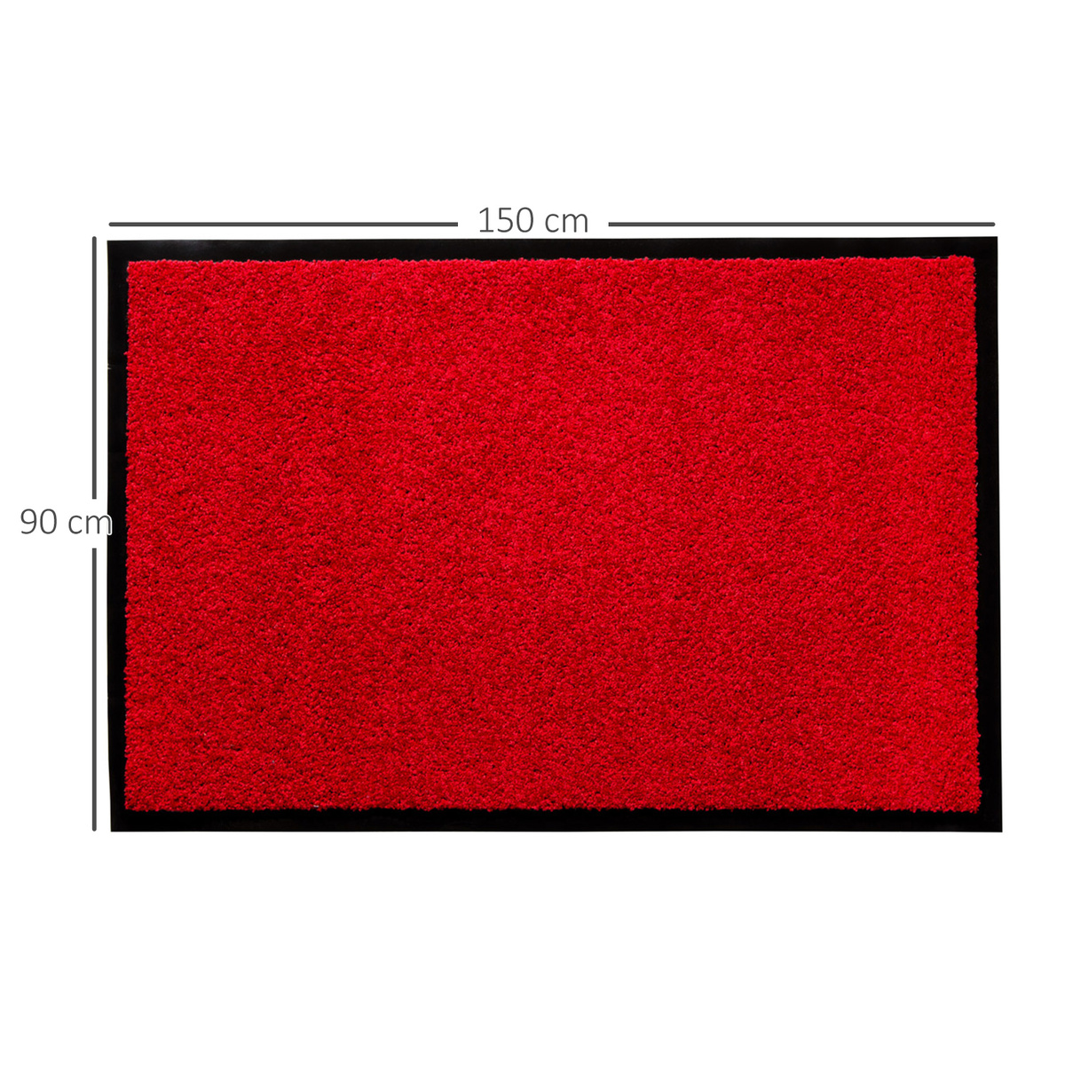 Bild 3 von HOMCOM Fußmatte waschbar Gummiumrandung Rot 150 x 90 x 0,5 cm
