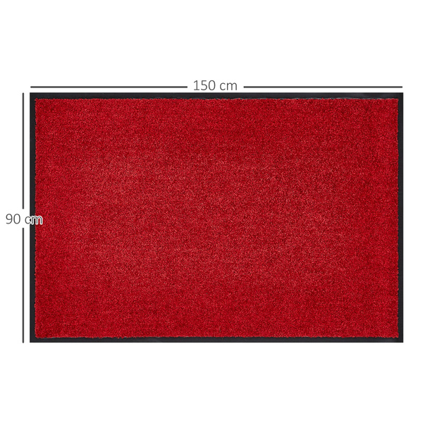 Bild 3 von HOMCOM Fußmatte waschbar Gummiumrandung rutschfest Rot 150 x 90 x 0,7 cm