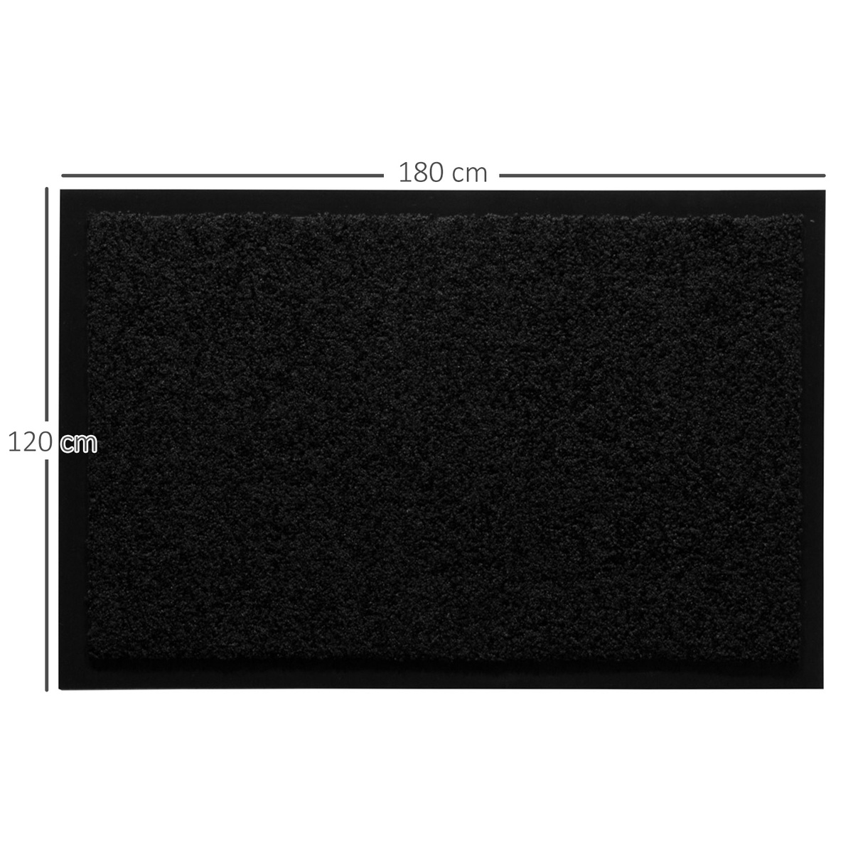 Bild 3 von HOMCOM Fußmatte waschbar Gummiumrandung Schwarz 180 x 120 x 0,5 cm