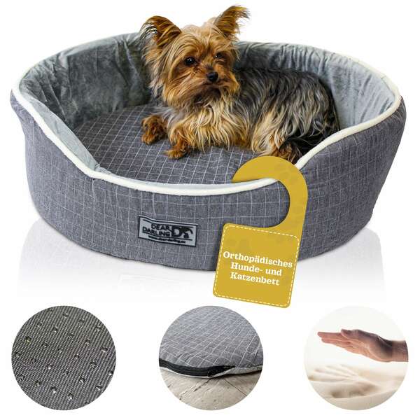Bild 1 von DEAR DARLING DD-05GRS Luxus Hundebett Katzenbett Anthrazit Gr. S 52x43cm mit Memoryschaum Matratze