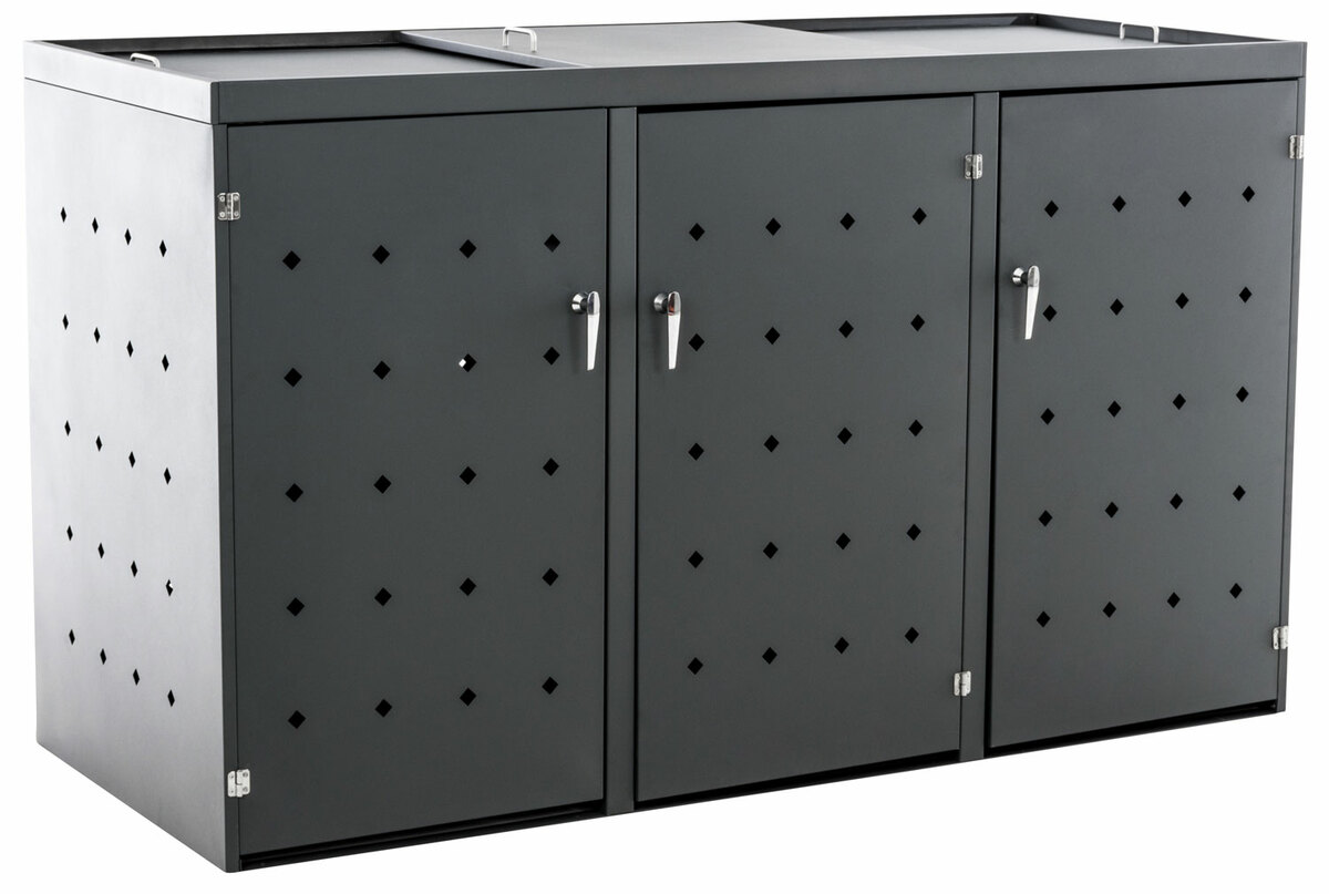 Bild 1 von HC Garten & Freizeit 3er Mülltonnenverkleidung Mülltonnenbox Raute, Anthrazit