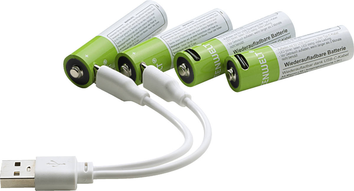 Bild 1 von IDEENWELT 4er Set Wiederaufladbare Batterien AAA