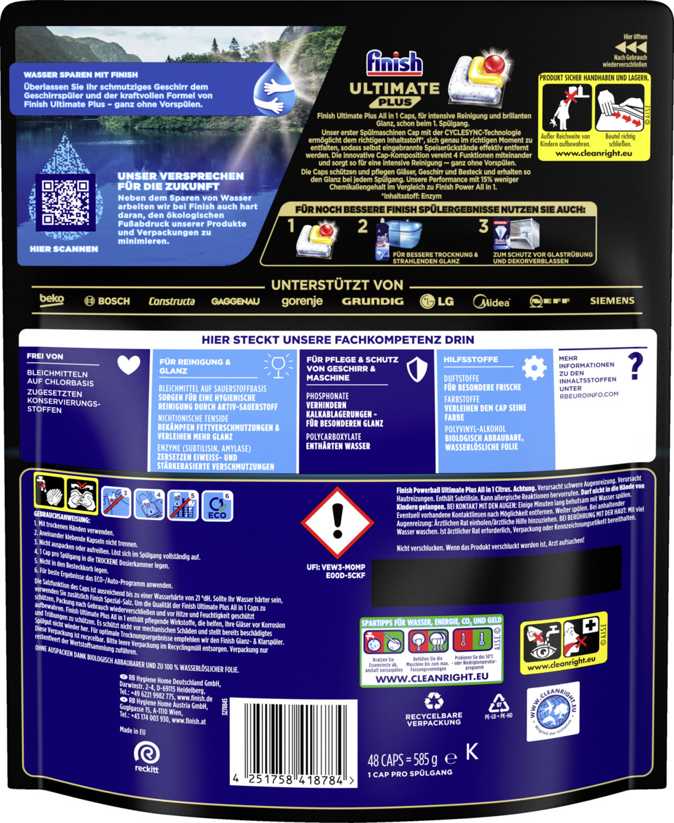 Bild 2 von Finish Ultimate Plus All in 1 Caps Citrus Maxi Pack