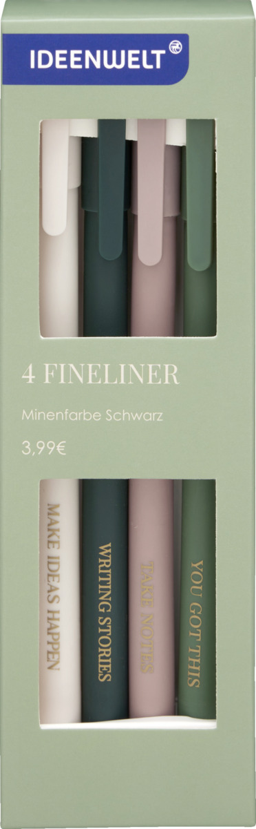 Bild 1 von IDEENWELT 4er Set Fineliner weiß/grün/rostbraun/mint