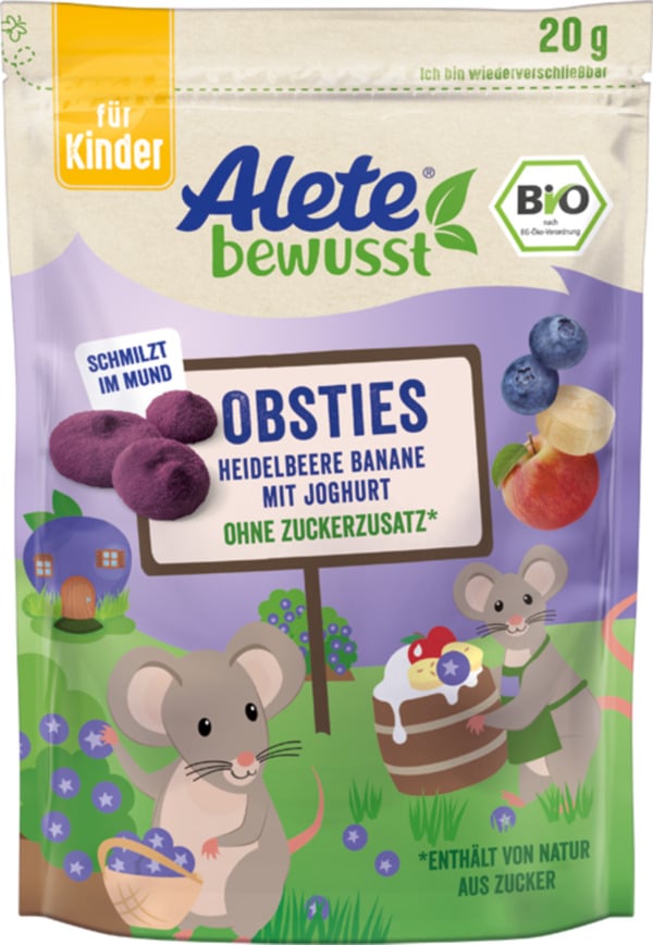 Bild 1 von Alete bewusst Obsties Heidelbeere Banane mit Joghurt