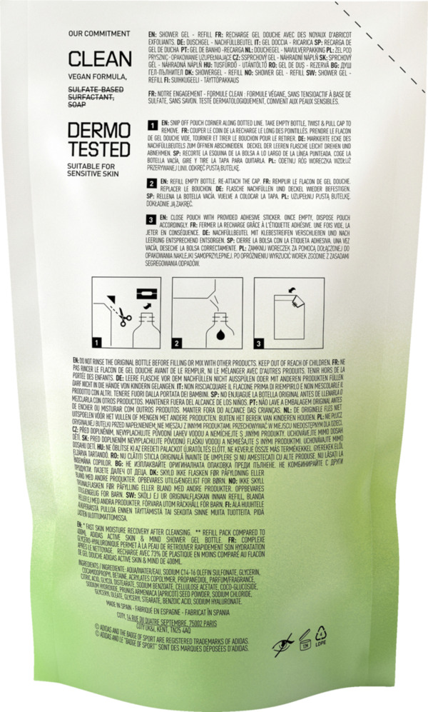Bild 2 von adidas Skin Detox Shower Gel Female Nachfüllbeutel