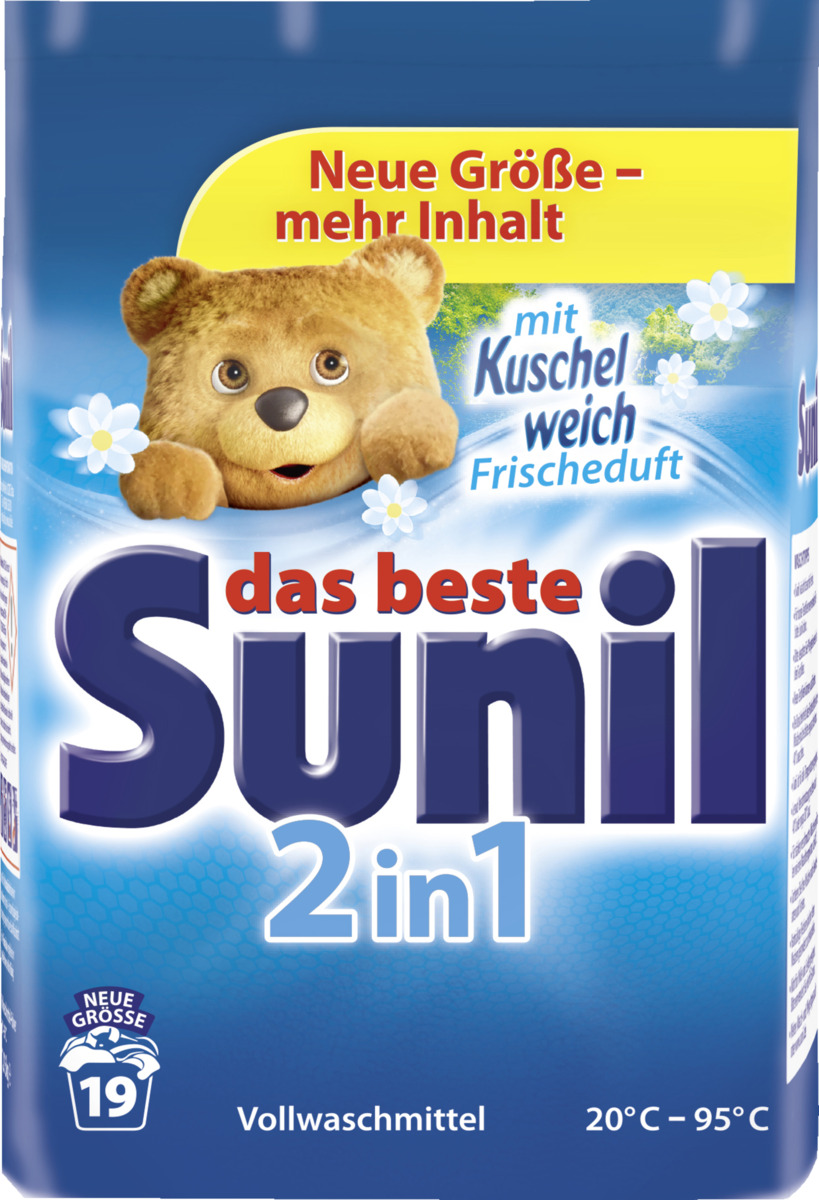 Bild 1 von Sunil 2in1 Vollwaschmittel Pulver 19 WL