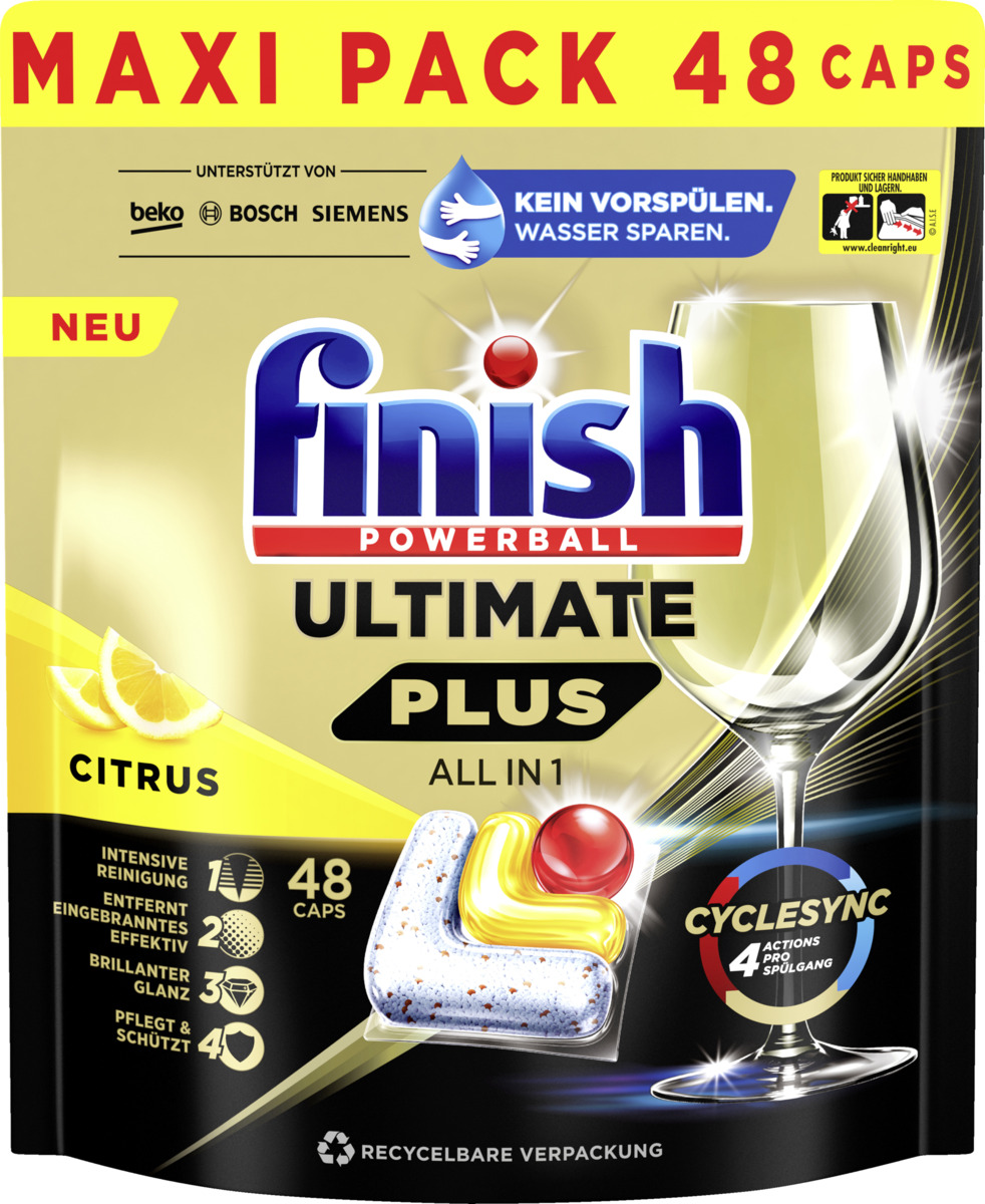 Bild 1 von Finish Ultimate Plus All in 1 Caps Citrus Maxi Pack