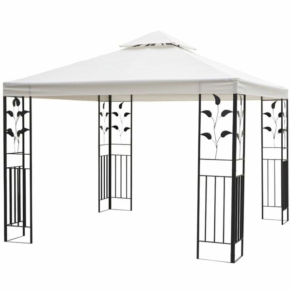 Bild 1 von Outsunny Gartenpavillon Pavillon 2,95 x 2,95 m Doppeldach Stahl Polyester Creme