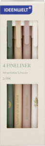 IDEENWELT 4er Set Fineliner mint/gelb/rostbraun/weiß
