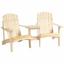 Bild 1 von Outsunny Adirondack Gartenstuhl mit Schirmloch  Tisch 2 Sitzer Massivholz Natur