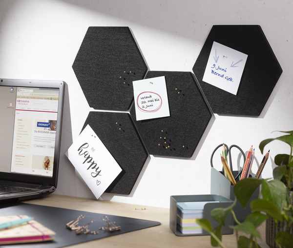 Bild 2 von IDEENWELT 4er Set Filz-Pinnwand sechseckig